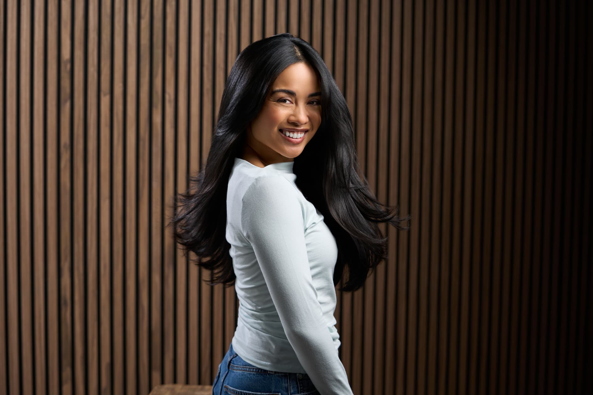 Guest showing off long, glossy hair